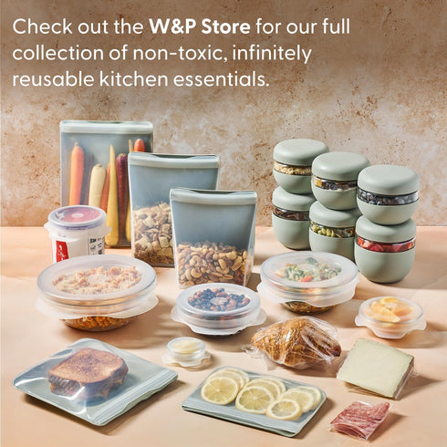W&P Porter Silicone Reusable Storage Bag, Sandwich (36oz Stand-Up), Cream, Food Storage Container, Microwave and Dishwasher Safe, Easy Cleaning...