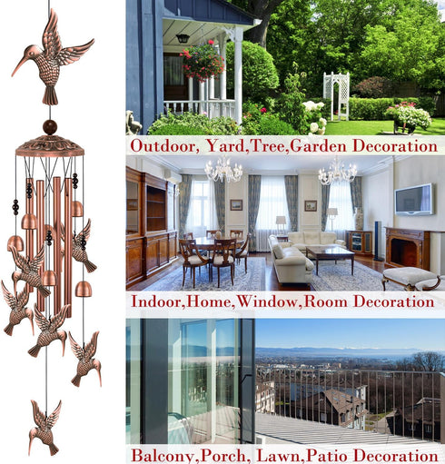 Outdoor Hummingbird Wind Chimes Decor, Hummingbird Wind Catcher, Mobile Metal Hummingbird Wind Bells for Home, Room, Yard, Patio, Festival, Garden...