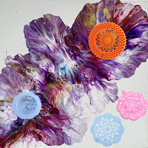 Acrylic Pouring Strainers,12 Pcs Acrylic Paint Pouring Strainers Plastic Flower Strainers Silicone Pouring Drain Basket for DIY Pouring Acrylic Pa...