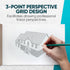 Koala Tools | Drawing Perspective (1 and 2-Point) Large Sketch Pad (3 Point - 11 x 17)...