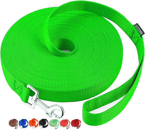 AmaGood Dog/Puppy Obedience Recall Training Agility Lead-15 ft 20 ft 30 ft 50 ft Long Leash-for Dog Training,Recall,Play,Safety,Camping (15feet,Gr...