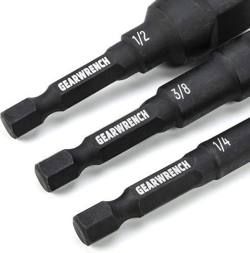 GEARWRENCH 6 Pc 1/4" Drive Hex Shank Impact Socket extensions - 1/4", 3/8" and 1/2" Drive sizes - 2-1/2" & 6" long - 84971A-02...