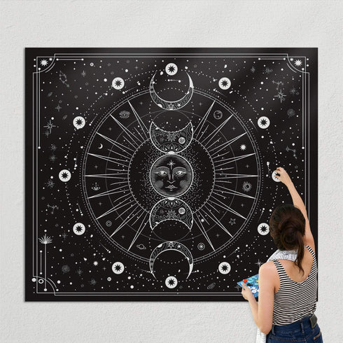 Space Tapestry Wall Hanging Sun Moon Stars Space Psychedelic Tapestries Wall Tapestry for Bedroom Aesthetic Home Wall Dorm Décor...