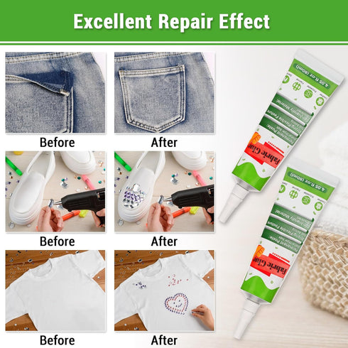 2 x 80 ML Fabric Glue for Clothing Permanent, Super Fabric Glue Washable Clear Clothing Glue for Patches, Clothes, Leather, Polyester, Fabrics, Do...