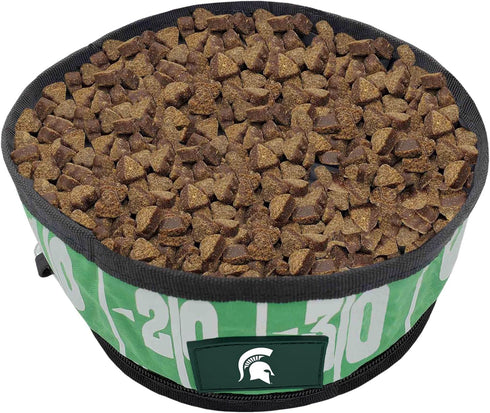 NCAA Michigan State Spartans Collapsible Dog Travel Bowl, Food and Water Bowl for Dogs & Cats. Best Portable & Lightweight Leak-Proof Pet Bowl for...