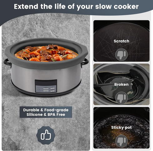 Slow Cooker Liners fit Crock Pot 7-8 QT,Maywe Tanso for Crock Pot Liners For 7-8 Quart Oval Slow Cookers,Reusable & Leakproof Silicone Slow Cooker...