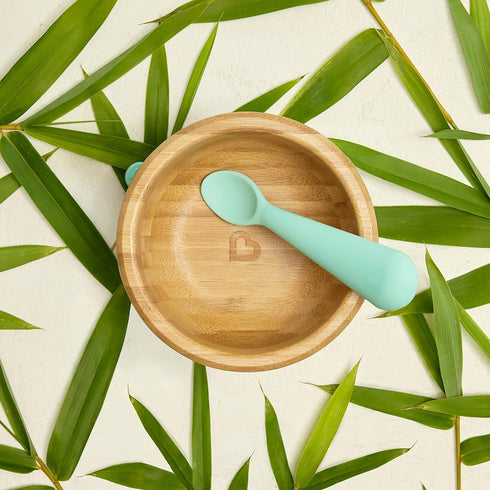 Munchkin® Bambou™ Suction Bowl and Silicone Spoon for Babies and Toddlers, Non-Toxic Bamboo...
