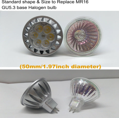 ALIDE MR16 Led Bulbs GU5.3 7W 6000K Daylight Cool Bright White,50W-75W Halogen Equivalent,12V MR16 Bulb Spotlight for Kitchen Home Track Ceil Rece...