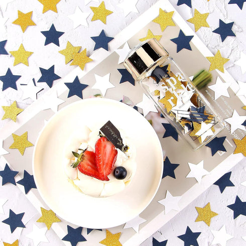 300pcs Navy Blue White Gold Confetti,Glitter Paper decor Twinkle Little Star Table Confetti,Birthday Graduation 2025 Fathers Day Wedding Baby Show...
