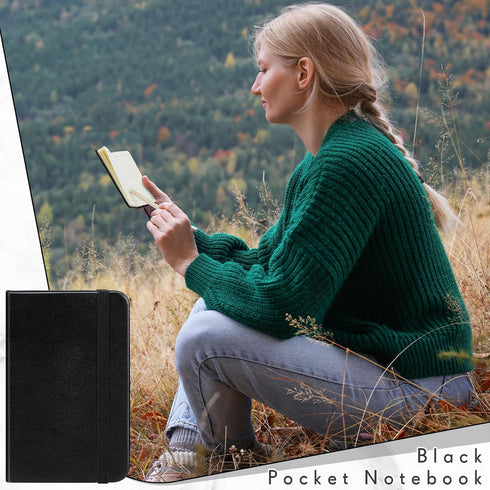 4 Pcs Hardcover Leather Pocket Notebook 4 x 2.5 Inch Small Notebook 50 Sheets Hardcover Mini Notepad Tiny Lined Journal Notebook for Office Home S...