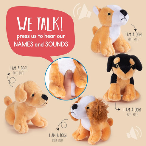 Plush Puppies Set for Toddlers Toys | 4 Plush Talking Animals | 4 Plush Stuffed Puppy Dogs | Plush Stuffed Puppies | Bulk Assorted Puppies | Baby ...