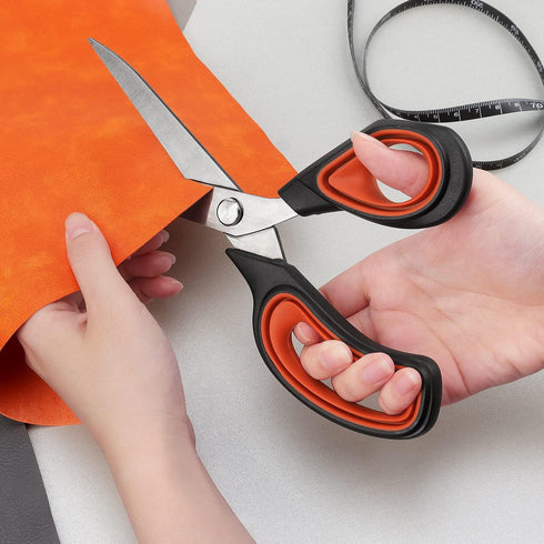 Premium Tailor Scissors Heavy Duty Multi-Purpose Titanium Scissors Professional for Leather Cutting Industrial Sharp Sewing Shears, Red...