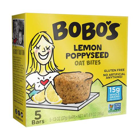 Bobo's Oat Bites, Lemon Poppyseed, 1.3 Ounce (5 Count Box)...