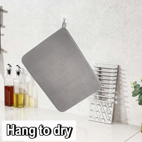 2Pack Large Dish Drying Mat for Kitchen Counter,24 x 17 Inch Microfiber Absorbent Dish Drying Pad,Large Size Dishes Drainer Mats for Countertops,S...