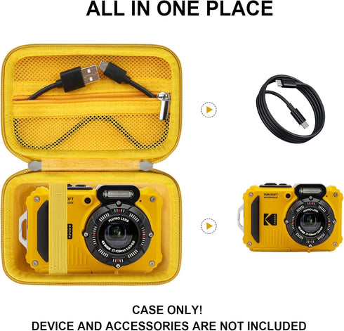 Hard Protective Case for Kodak PIXPRO WPZ2 Rugged Waterproof Digital Camera, Travel Case with Zipper Mesh Pocket for USB Cable, SD Card, Battery a...
