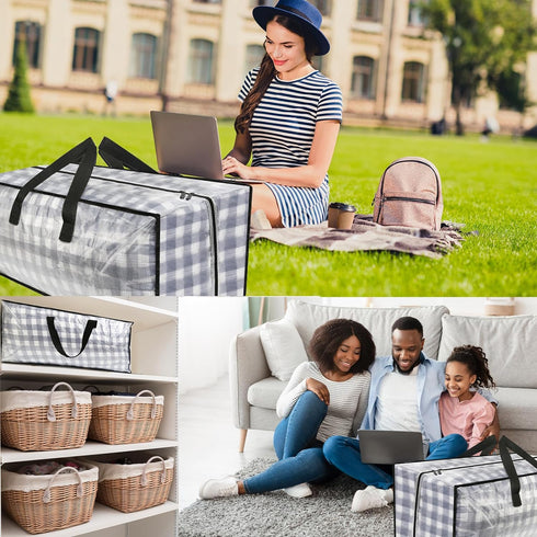 Clear Storage Bags with Zipper, 2 Pack Large Moving Bags Heavy Duty Extra Large, Plastic Storage Totes for Clothes, College dorm Packing Bags with...