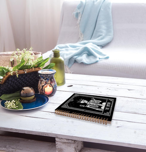 The Emperor Tarot Card Journal Notebook, Skull Notebook, Goth Gothic Journal, Witch Notebook, Goth Office Supplies, Spiral Notebook 5.5x8.3, Tarot...