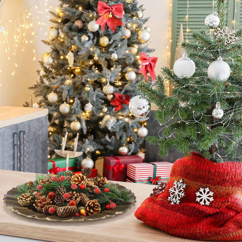 180 Pcs Christmas Pine Cones Holly Berry Craft Pine Branch Set Christmas Potpourri Bowl Filler Vase Filler Wreath Decorations Frost Berry Assorted...