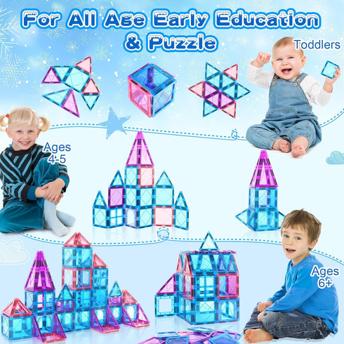 Magnetic Tiles Building Blocks Toddler Boys Girls Toys Age 4-5 5-6 4-6 6-7 6-8 8-10 STEM Educational Birthday Magnets Toys for 3 4 5 6 7 8 Years O...