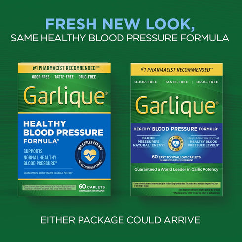 Garlique Garlic Extract Supplement, Healthy Blood Pressure Formula, Odorless & Vegan, 60 Caplets...