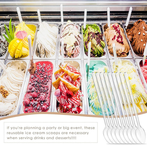 200 Pieces Long Clear Plastic Ice Cream Spoons 7.09 Inch Disposable Utensils Sundae Spoons Long Handle Spoon for Ice Cream, Milkshakes, Tea and Fl...