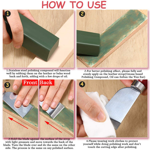 Blulu 300g/ 9.8 Oz Metal Polishing Compound Fine Green and White Buffing Compound Bars Leather Strop Sharpening Stropping Compounds for Knife Shar...