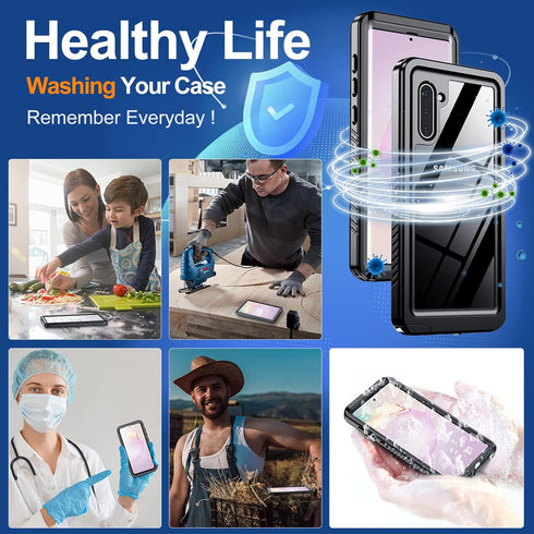 Hualele for Samsung Galaxy Note 10 Case Waterproof, Built in Lens & Screen Protector Rugged Full Body Heavy Duty Protective Military Grade IP68 Un...