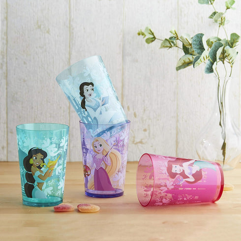 Zak Designs 14.5oz Disney Princess Nesting Tumbler Set Includes Durable Plastic Cups, Fun Drinkware is Perfect for Kids, 4pk ( Belle & Jasmine & A...
