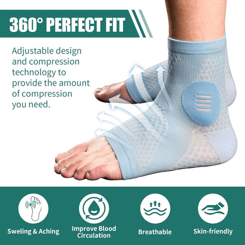 2Pairs Neuropathy Socks for Women Men Neuritisc Socks for Neuropathy Women Peripheral Neuropathy Socks Ankle Brace Plantar Fasciitis Swelling Blac...