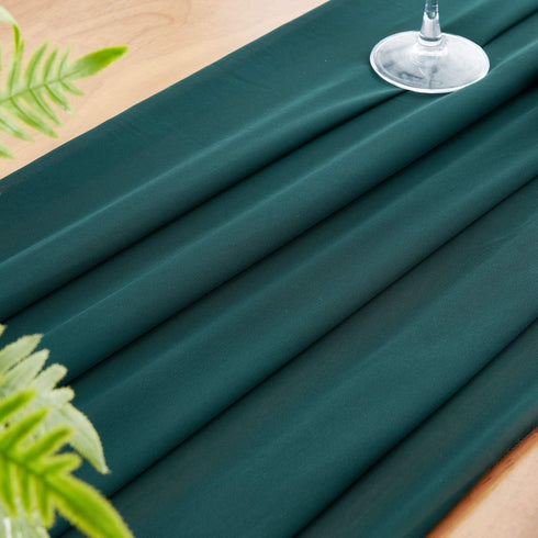 Dark Green Table Runner Chiffon Fabric Sheer 27X120 inches Long Table Linen for Wedding Party Banquets Bridal Home Table Arches Cake Table Decorat...