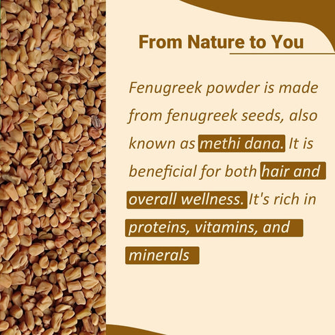 Mi Nature Fenugreek Powder - 100% Natural Trigonella Foenum Seeds - Pure Methi Powder for Cooking, Hair and Skin Care - 100g (3.5oz) Resealable Po...