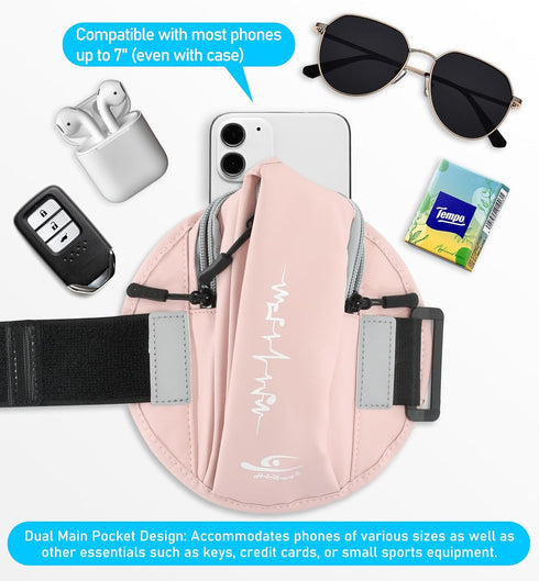 HiRui Universal Sports Armband Comfort Running Armband and Wristband Cell Phone Holder for Exercise Workout, Compatible with iPhone 15/14/Plus/Pro...