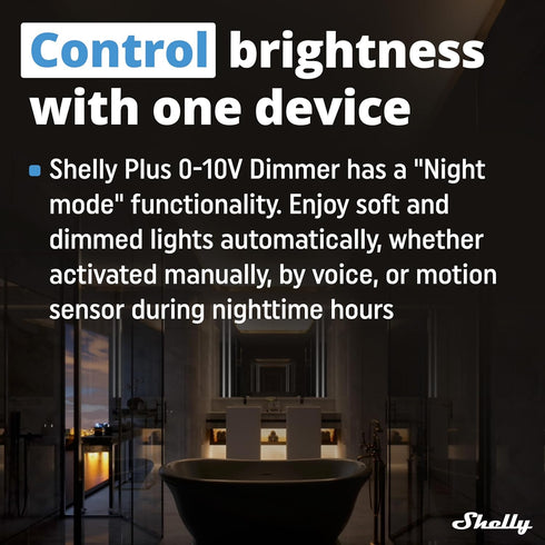 Shelly Plus 0-10V Dimmer | WiFi & Bluetooth Smart Dimmer Switch | String Light | No Neutral Wire Required | Home Automation | Compatible with Alex...