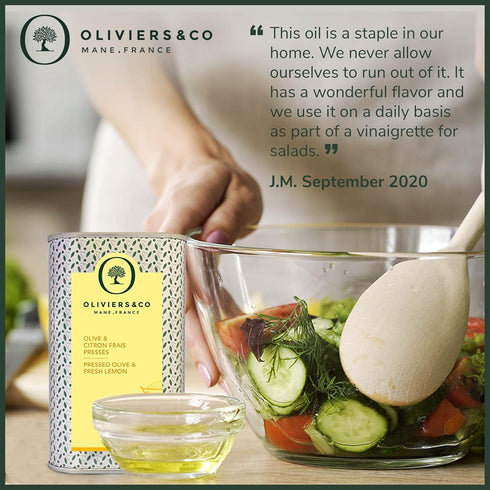 Cold Pressed Lemon Olive Oil by Oliviers & Co | Extra Virgin Olive Oil with Fresh Whole Lemons | Gourmet Italian EVOO for Seafood, Vegetables & De...