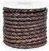 Real/Genuine Round Braided Leather Cord String Rope Folded, Leather Rope for Crafts, Jewelry Making, Necklace, Bracelets (3mm, Grey Distressed)...