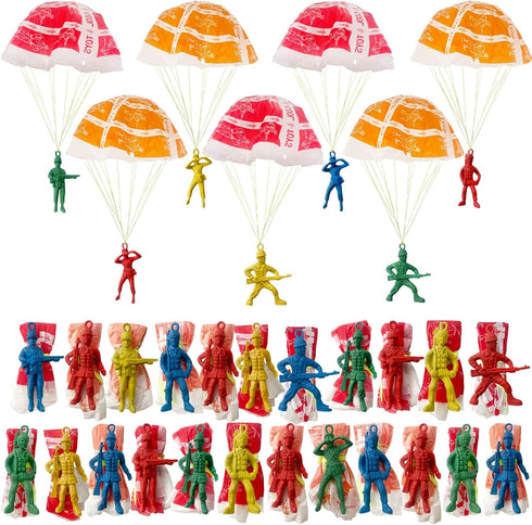 OJYUDD 50 PCS Parachute Toy,Mini Paratroopers Army Parachute Flying Throwing Outside Toys,Tangle Free Throwing Toy Parachute for Toddlers,Party Fa...