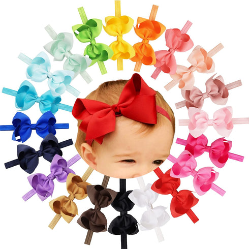 CÉLLOT Baby Girls Headbands Grosgrain Ribbon 4.5" Hair Bows Headband Big Bow Hair Bands for Toddler Pack of 20...