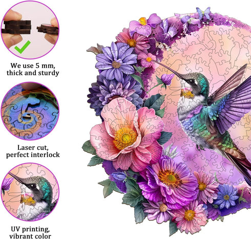 Wooden Puzzles for Adults, Hummingbird Wooden Jigsaw Puzzles for Adults, Wood Puzzles Adult, Unique Animal Shape Wood Cut Puzzles, Birthday Gifts ...
