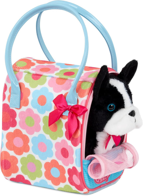 – Toy Dog – Plush Puppy – Dog Carrier – Toy Boston Terrier – 3 Years + – Floral Print Glam Bag & Boston Terrier Pup...