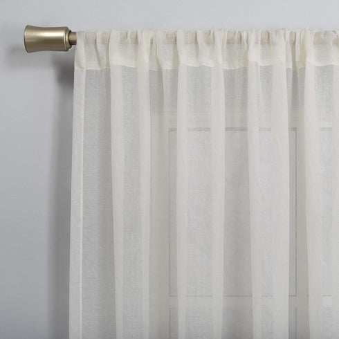 No. 918 Genevieve 2-pack 2-pack Linen Weave Sheer Semi-Sheer Grommet Curtain Panel Pair, 50" x 96", Cream...