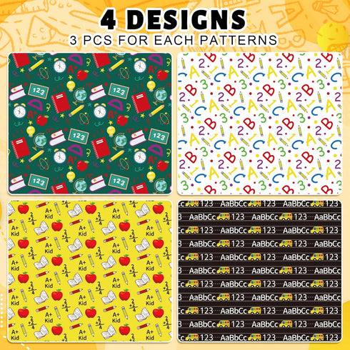 Whaline 12 Sheet Back to School Wrapping Paper Bulk Pencil Apple ABC Book Prints Gift Wrap Paper 19.7 x 27.6 Inch Folded Flat Art Paper for First ...