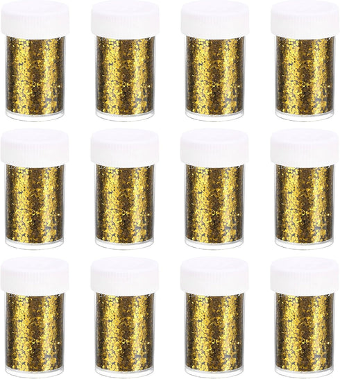 PATIKIL Holographic Chunky Glitter Set, 12 Jars 240g/8.47oz Resin Sparkle Sequins Glitter Powder Bulk for Art Crafts Scrapbooking Body Nail Decora...