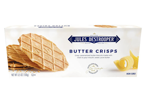 Jules Destrooper Butter Crisps - Caramelized Waffle Cookies, Certified Kosher Dairy, Non-GMO, Authentic Biscuits Made in Belgium - 3.5 Oz...