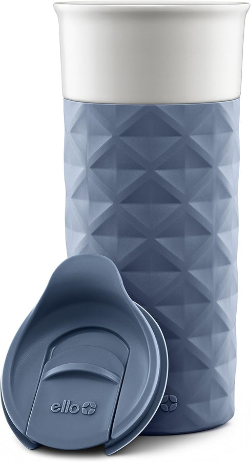 Ello Ogden BPA-Free Ceramic Travel Mug with Lid, Evening Blue, 16 oz...