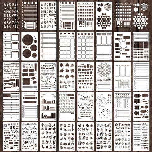 36 Pieces Journal Stencils for Bullet Dot Journaling Notebook Scrapbook, 4 x 7 Inch Planner Stencil DIY Drawing Templates Accessories Supplies Kit...