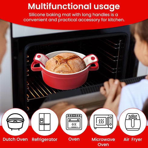 Non-Stick Silicone Bread Sling Oven Liners - Set of 2, Reusable and Easy to Clean, Includes Long Handles for Conveniently Transferring Sourdough B...