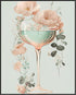 Posterizer 1 pcs-pastel mint wine glass with flowers-Abstract & Modern Art-Floral & Botanical Art-Gifts for Women-Chic Home and Kitchen Decor - UN...