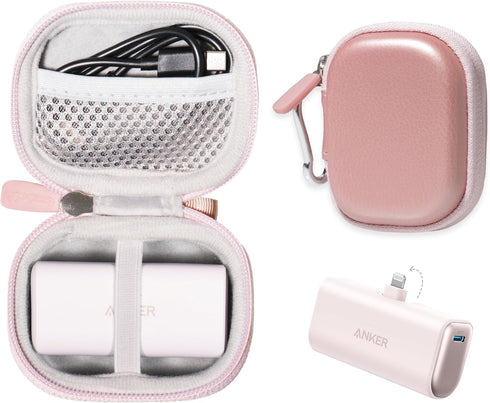 CaseSack Case for Anker Portable Charger with Built-in Lightning Connector (Rose Gold)...