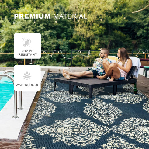 wikiwiki Outdoor Rug, 5x8ft Waterproof Reversible Mat Indoor Outdoor Rugs Carpet, Small Area Rug Plastic Straw Rug for Patio Deck Balcony Pool RV ...