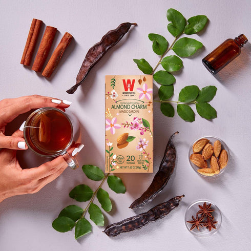 Wissotzky Almond Charm Tea Bags (4 Pack - 20 bags each) Caffeine Free, Infused With Premium Fruit & Herbal Tea Leaves “AKA Chemdat Hashaked”...